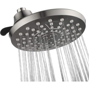 BIRGHT SHOWERS 8 Inch Rain Shower Head with 4 Spray Settings, Fixed Rainfall Showerhead, Adjustable Ball Joint, Brushed Nickel