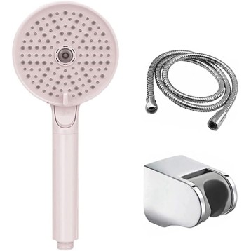 High Pressure Shower Head, 3-Settings Handheld Showerhead with ON/Off Full Shutoff Push Button and Switch to Control Flow, Angle-Adjustable Water Saving Body Sprays (Color : Pink)