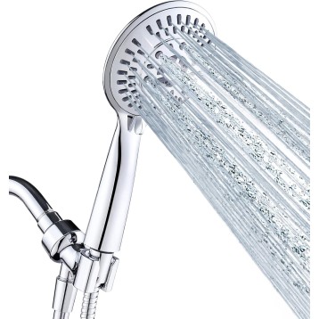 9 Spray Settings Shower Head with Handheld High Pressure Hand Held Showerhead with 60 Inch Stainless Steel Hose and Adjustable Overhead Bracket, Chrome