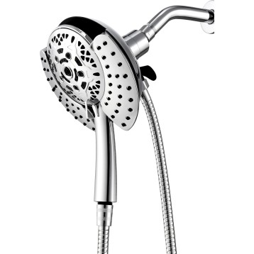 Shower Head with Handheld High Pressure: Hand Held Shower Head & Rain Shower Head 2-IN-1 Shower Head with 59" Rotatable Stainless Steel Hose, Shower Trim Systems