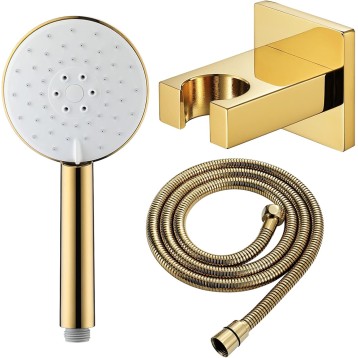 Hand Held Shower Head with Hose and Holder, 3 Spray Modes High Pressure Shower Head, Water Saving Showerhead, Replacement Hand Shower,Gold