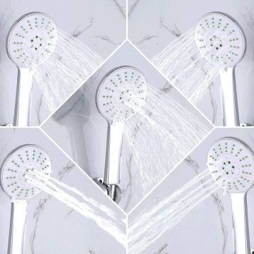 Shower Nozzle Handheld Shower Head High Pressure 5 Spray Settings Massage Spa Detachable Hand Held Showerhead Chrome Face,L (Size : Medium)