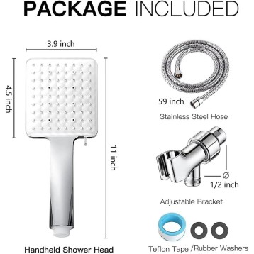 Handheld High Pressure Shower Head, 6 Spray Modes/Settings Detachable Handheld Showerhead with 4.92Ft Stainless Steel Hose and Shower Arm Bracket (Color : Silver)