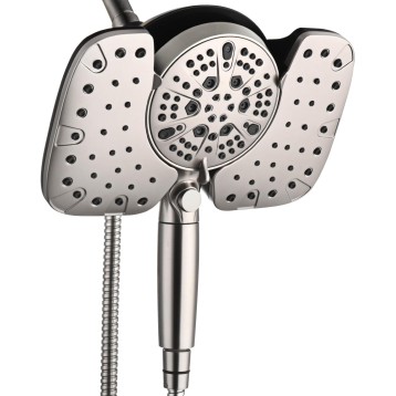 Nickel 2.5GPM Shower Head with Handheld High Pressure: 10” Rainfall Shower Head & HandHeld Shower Head, 10 Spray Settings Detachable Shower Head with ON/OFF Switch and 15-Stage Filter