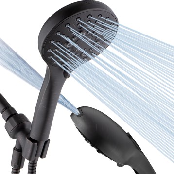 High Pressure Shower Head with Handheld, 9 Spray Settings Showerhead Built in Power Wash to Clean Tub and Pets, Extra Long 69" Hose, Adjustable Bracket, Oil-Rubbed Bronze