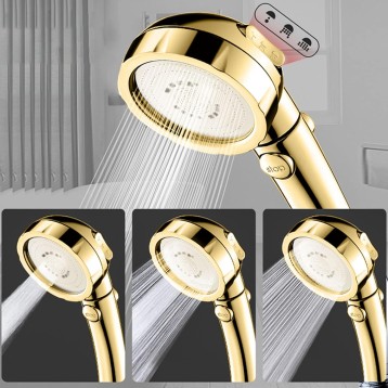 Luxury Bathroom Showerhead with Stop Button, High Pressure Rain 3 Mode Water Saving Hand Shower Heads