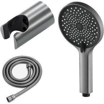 Gray Handheld Shower Head Set Universal ABS Handheld Showerheads 3 Settings Shower Head High Pressure Handheld Shower Sprayer with 1.5M Shower Hose, Stainless Steel Showe